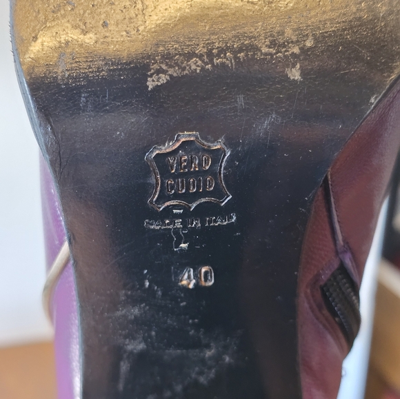 Vero Cuoio Bolero Shiny Purple Leather Side Zip Heeled Boots 10 - Picture 11 of 12